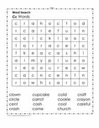 Words Beginning with C Wordsearch